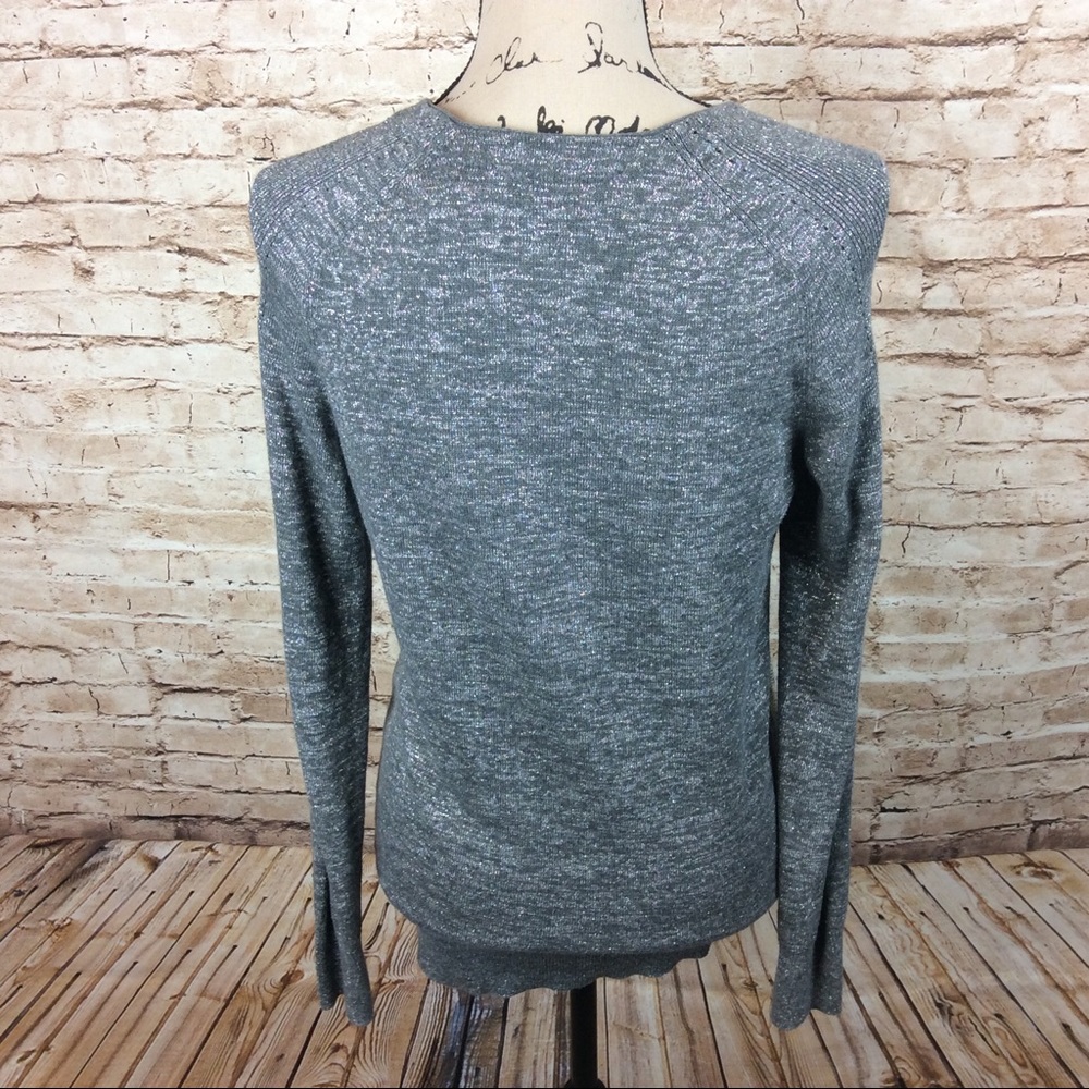 Loft Grey Two Tone Sparkle Cardigan Sweater S - Picture 2 of 8